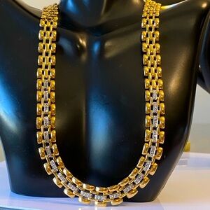 Spectacular Estate 14K Yellow Gold 1.80 CTW DIAMOND PANTHER Link 17.75” Necklace